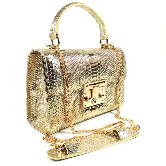 ALESSANDRO DI MARIA 🇮🇹 WOMEN'S GOLD SOFT LEATHER FASHION HANDBAG